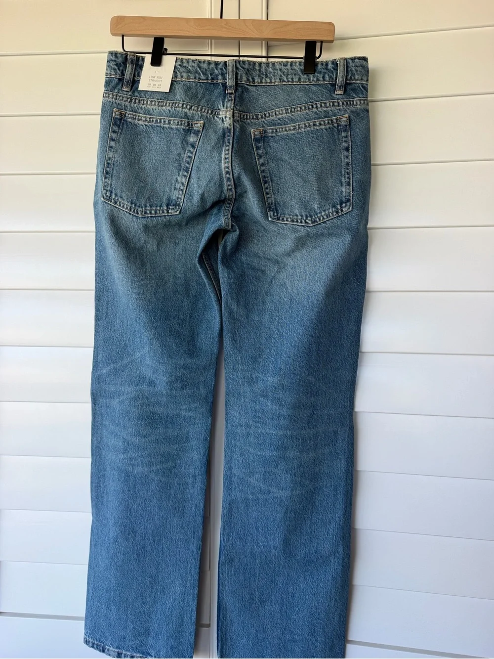 Zara Women's Straight Low-Rise Jeans - Blue Denim
